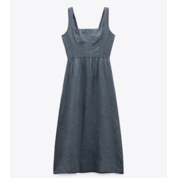 Zara Linen Midi Dress - S - Picture 2 of 5
